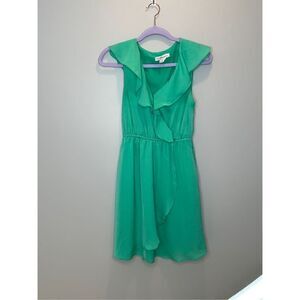 BCBGeneration Green Ruffle Faux Wrap Dress Size XS